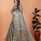 Rajwada Olive And Greyish  Cotton Blend Printed Saree For Women