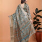 Rajwada Olive And Greyish  Cotton Blend Printed Saree For Women