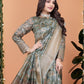Rajwada Olive And Greyish  Cotton Blend Printed Saree For Women
