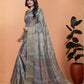 Rajwada Grey  Cotton Blend Printed Saree For Women