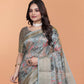 Rajwada Grey  Cotton Blend Printed Saree For Women