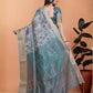 Rajwada Light Blue Cotton Blend Printed Saree For Women