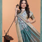 Rajwada Light Blue Cotton Blend Printed Saree For Women