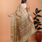 Rajwada Beige Gold Cotton Blend Printed Saree For Women