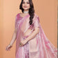Rajwada Dusty Pink Cotton Blend Printed Saree For Women