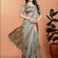 Rajwada Pastel Sage Cotton Blend Printed Saree For Women