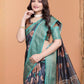 Rajwada Dark Blue Cotton Blend Printed Saree For Women
