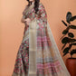 Rajwada Beige Cotton Blend Printed Saree For Women