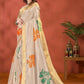 Rajwada Cream Cotton Blend Printed Saree For Women