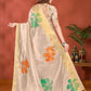 Rajwada Cream Cotton Blend Printed Saree For Women