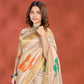 Rajwada Cream Cotton Blend Printed Saree For Women