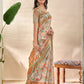 Rajwada Off White Cotton Blend Printed Saree For Women