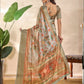 Rajwada Off White Cotton Blend Printed Saree For Women