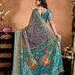 Rajwada Blue Cotton Blend Printed Saree For Women