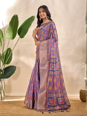 Rajwada Purple  Cotton Blend Printed Saree For Women