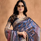 Rajwada Steel Blue Cotton Blend Printed Saree For Women