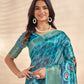 Rajwada Aqua Blue Cotton Blend Printed Saree For Women