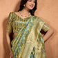 Rajwada Sage green Cotton Blend Printed Saree For Women