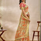 Rajwada Light Green And Red Cotton Blend Printed Saree For Women