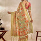 Rajwada Light Green And Red Cotton Blend Printed Saree For Women