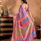Rajwada Pink And Blue Cotton Blend Printed Saree For Women