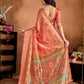 Rajwada Peach Cotton Blend Printed Saree For Women