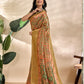 Rajwada Olive And Gold Cotton Blend Printed Saree For Women