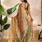 Rajwada Olive And Gold Cotton Blend Printed Saree For Women