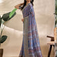 Rajwada Steel Blue Cotton Blend Printed Saree For Women