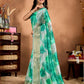 Rajwada Sea Green Cotton Blend Printed Saree For Women