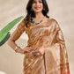 Rajwada Beige  Cotton Blend Printed Saree For Women