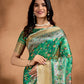 Rajwada Green Cotton Blend Printed Saree For Women