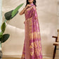 Rajwada Magenta Cotton Blend Printed Saree For Women
