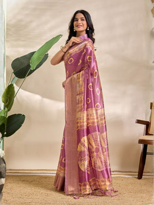 Rajwada Magenta Cotton Blend Printed Saree For Women