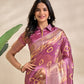 Rajwada Magenta Cotton Blend Printed Saree For Women
