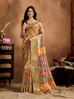 Rajwada Multicolor Cotton Blend Printed Saree For Women