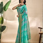 Rajwada Aqua Green Cotton Blend Printed Saree For Women