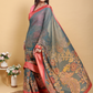 Rajwada Grey Cotton Printed Saree For Women