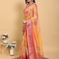 Rajwada Mustard Yellow And Pink Cotton Printed Saree For Women