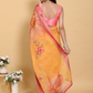 Rajwada Mustard Yellow And Pink Cotton Printed Saree For Women