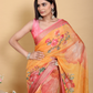 Rajwada Mustard Yellow And Pink Cotton Printed Saree For Women