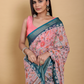 Rajwada Peach And Teal Blue Cotton Printed Saree For Women