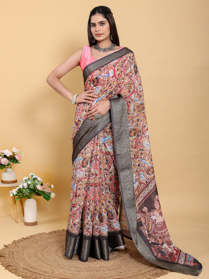 Rajwada Multicolor Cotton Printed Saree For Women