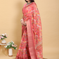 Rajwada Peach Cotton Printed Saree For Women