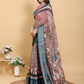 Rajwada Brown And Teal Blue Cotton Printed Saree For Women