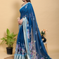 Rajwada Navy Blue Cotton Printed Saree For Women
