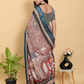 Rajwada Brown And Teal Blue Cotton Printed Saree For Women