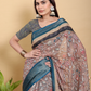 Rajwada Brown And Teal Blue Cotton Printed Saree For Women