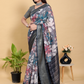 Rajwada Grey Cotton Printed Saree For Women
