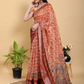 Rajwada Rust Red Cotton Printed Saree For Women